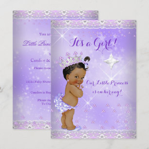 Invitation Princesse Baby Shower Lilac Lavande Diadème Ethniq