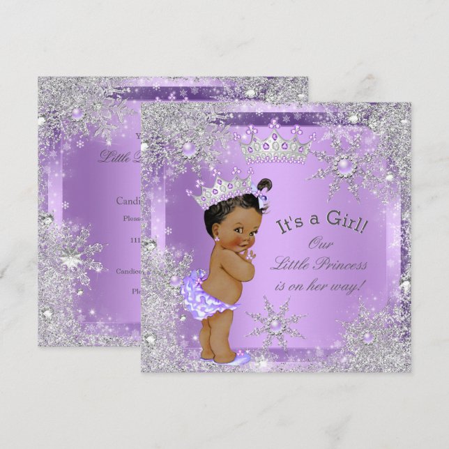 Invitation Princesse Baby shower Lilac Wonderland Ethnique (Devant / Derrière)