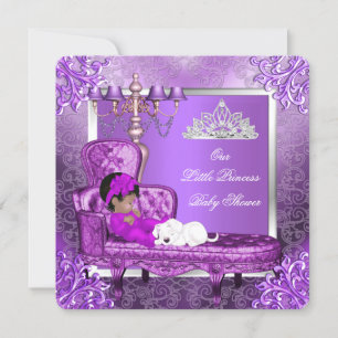Invitation Princesse Baby shower mignonne bébé fille pourpre