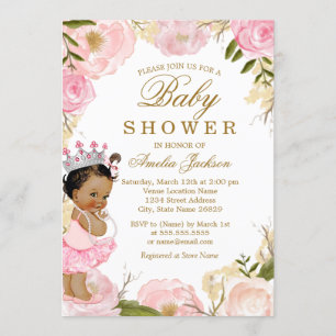 Invitation Princesse Bébé Fleur Rose C'est une fille Baby Sho