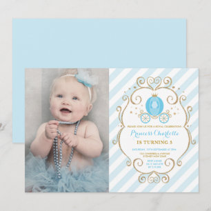 Invitation Princesse bleue en pastel Cendrillon Carriage