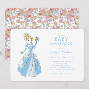 Invitation Princesse Cendrillon   Fête de Bébé Fille Fleurie 