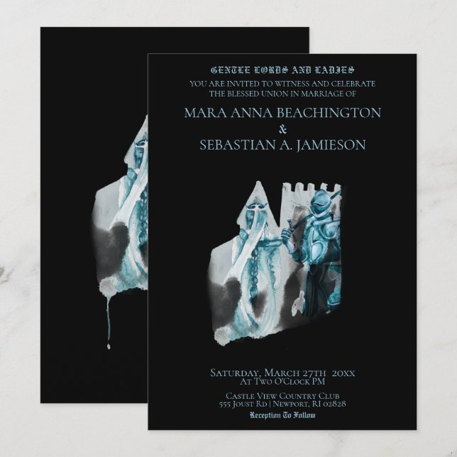 Invitation *~* Princesse Chevalier de Mariage au Château Médi (Devant / Derrière)