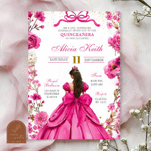 Invitation princesse coquette fuchsia pour quincea