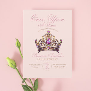 Invitation Princesse Couronne d'or rose 5e anniversaire