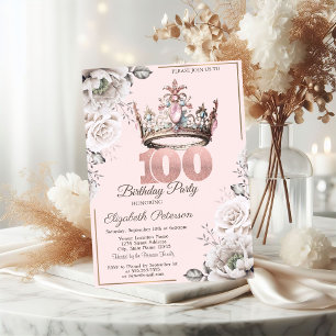 Invitation Princesse Couronne Florale Fête des 100 ans