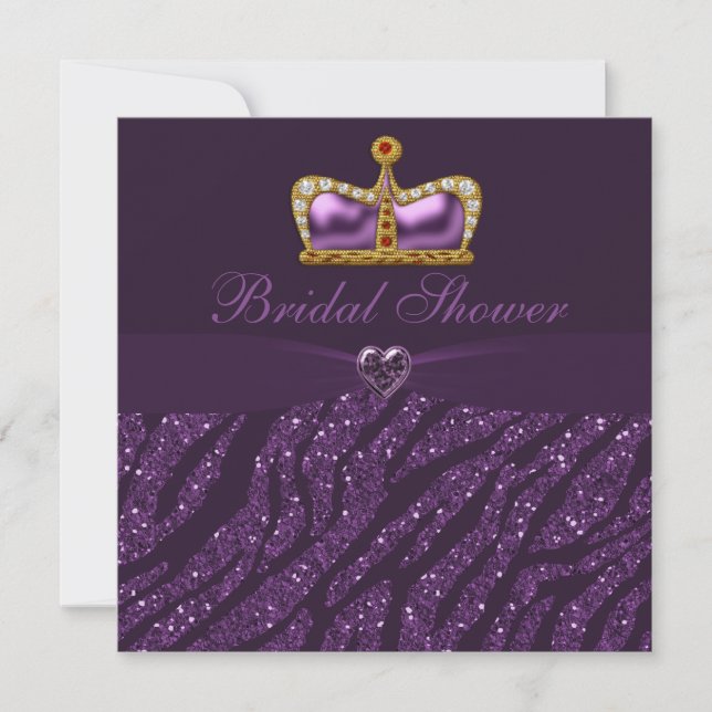 Invitation Princesse Crown Heart et Fête de la mariée de (Devant)