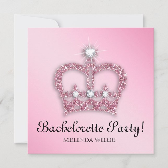 Invitation Princesse Crown Tiara de rose de partie de (Devant)