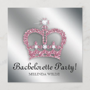 Invitation Princesse Crown Tiara Silve de rose de partie de