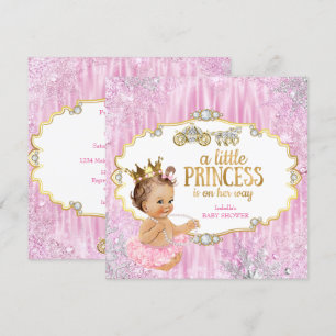 Invitation Princesse de Carrosse Magique Baby Shower Rose