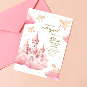 Invitation Princesse de conte de fées rose capricieuse pour u