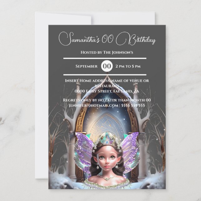 Invitation princesse de neige fée enchantée portail magique (Devant)