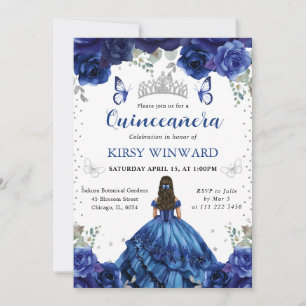 Invitation Princesse de Quinceañera aux Cheveux Bruns et Robe