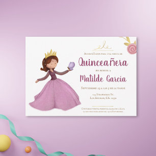 Invitation Princesse d'or rose Quinceañera