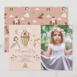 Invitation Princesse Dragon Boho Fairytale rose Anniversaire 