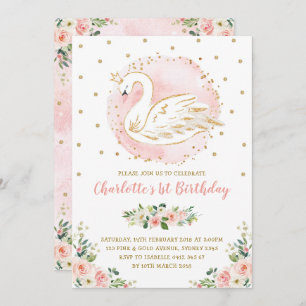 Invitation Princesse du cygne floral / Anniversaire de l'or d