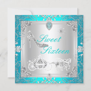 Invitation Princesse Elegant Diamond Turquoise Sweet 16 Setee