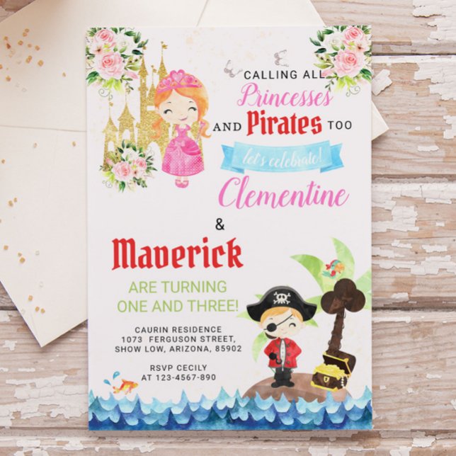 Invitation Princesse et Pirates Jour du frère (Créateur téléchargé)