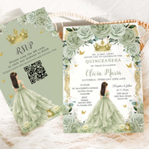 Invitation Princesse et Sage Grenouille Verte Florale Quincea