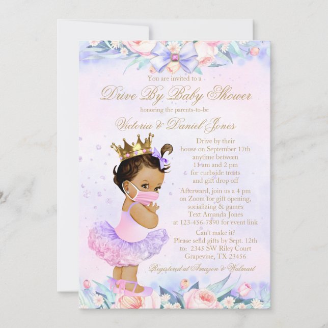 Invitation Princesse Ethnique Avec Masque Conduite Par Baby s (Devant)