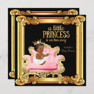 Invitation Princesse ethnique Baby shower Black Rose Gold Cha