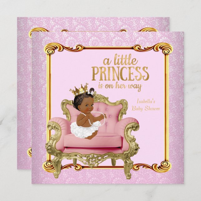 Invitation Princesse Ethnique Baby shower Rose Gold Chaise (Devant / Derrière)