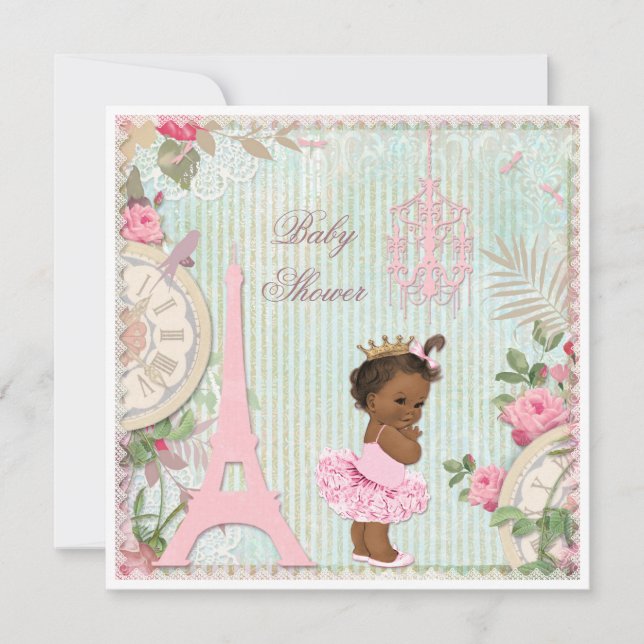 Invitation Princesse ethnique chic de Paris dans le baby (Devant)