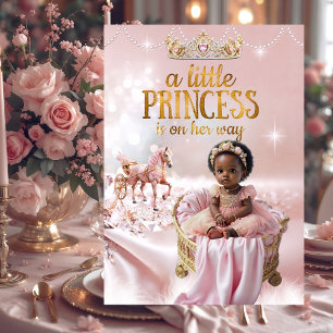 Invitation Princesse Ethnique Rose Fête de Naissance Berceau