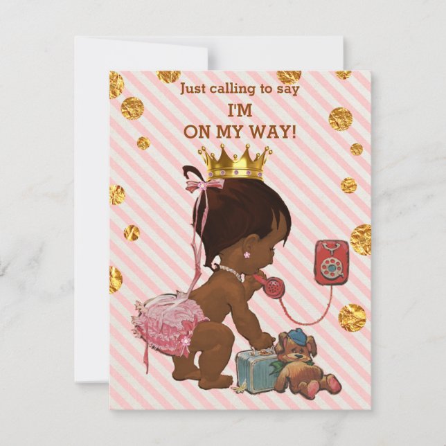 Invitation Princesse Ethnique Sur Téléphone Gold Baby shower  (Devant)