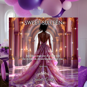 Invitation Princesse Ethnique Sweet 16 Anniversaire Rose Viol