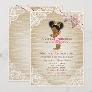 Invitation Princesse Ethnique Vintage Bébé Fille Salle Rustiq