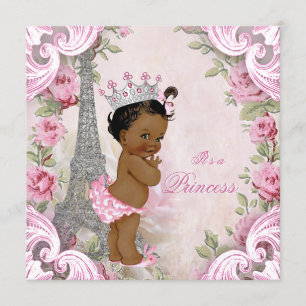 Invitation Princesse Ethnique Vintage Paris Floral Baby Showe