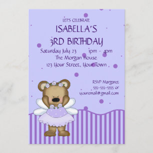 Invitation Princesse féerique bleue faite sur commande d'ours