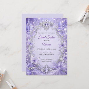 Invitation Princesse Fleurie Argent Violet Sweet 1
