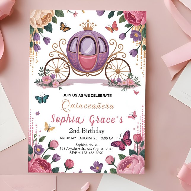 Invitation Princesse Florale Élégante (Créateur téléchargé)