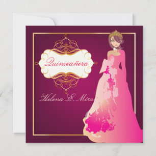 Invitation Princesse Formelle Quinceañera/Quince años