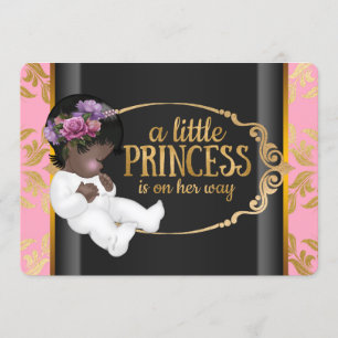 Invitation Princesse indienne Baby shower rose et noir