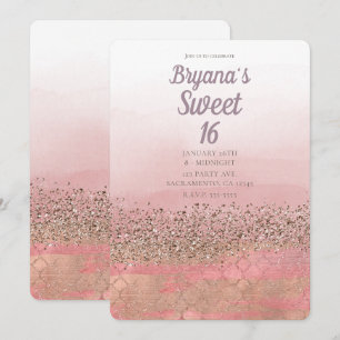 Invitation Princesse Indienne Marocaine Paillettes Roses Douc