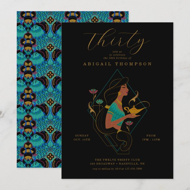 Invitation Princesse Jasmine | 30e anniversaire (Devant / Derrière)