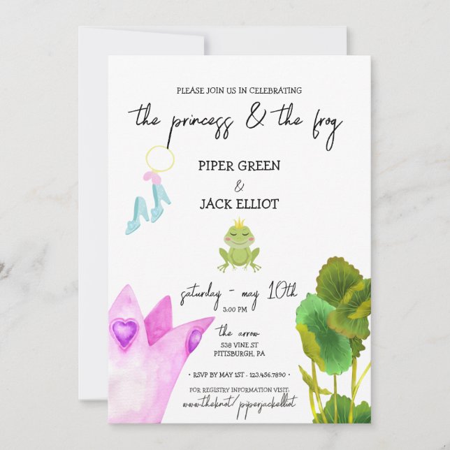 Invitation Princesse & La Grenouille -Couleur- Couples Invita (Devant)