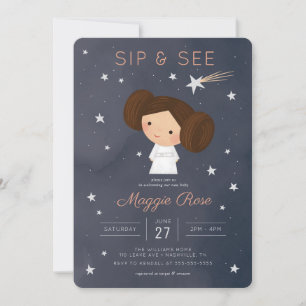 Invitation Princesse Leia   Aquarelle Sip & Voir Baby shower
