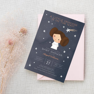 Invitation Princesse Leia   Baby shower aquarelle