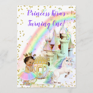 Invitation Princesse Licorne Carrosse Château Arc-en-Ciel Mag