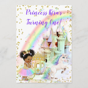 Invitation Princesse Licorne Carrosse Château Arc-en-Ciel Mag