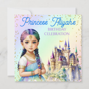 Invitation Princesse Magique du Château de Rêve aux Couleurs 