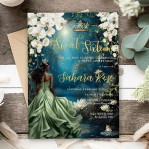 Invitation Princesse noire et grenouille Forêt enchantée Swee