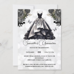 Invitation princesse noire Quinceañera imaginaire lune rose