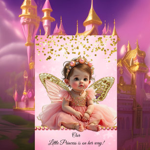Invitation Princesse Papillon Rose Gold Mignon Baby Shower