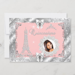 Invitation Princesse Pink PEACH Quinceanera Silver Photo 2