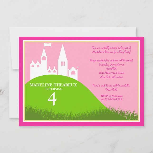 Invitation Princesse pour une journée (Devant)